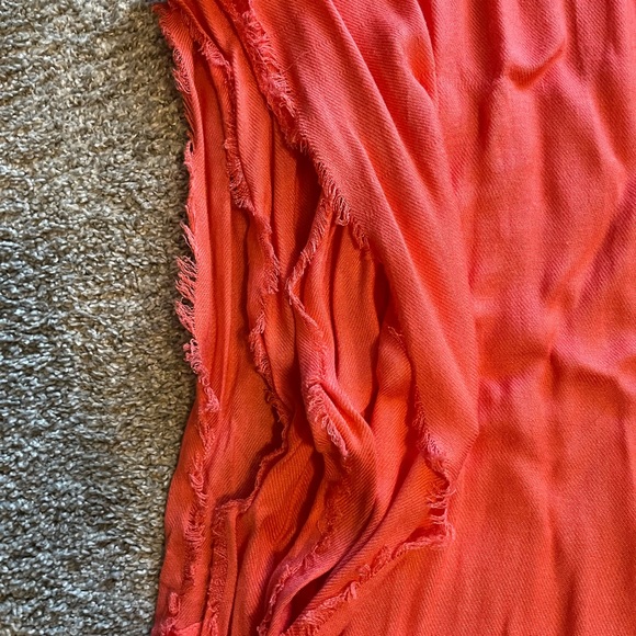 Women’s Coral Infinity Scarf with Fringe Edges - Picture 4 of 5